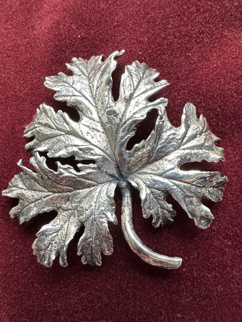 Vintage signed Cini Sterling Silver Ornate Leaf Brooch-over 20 grams!